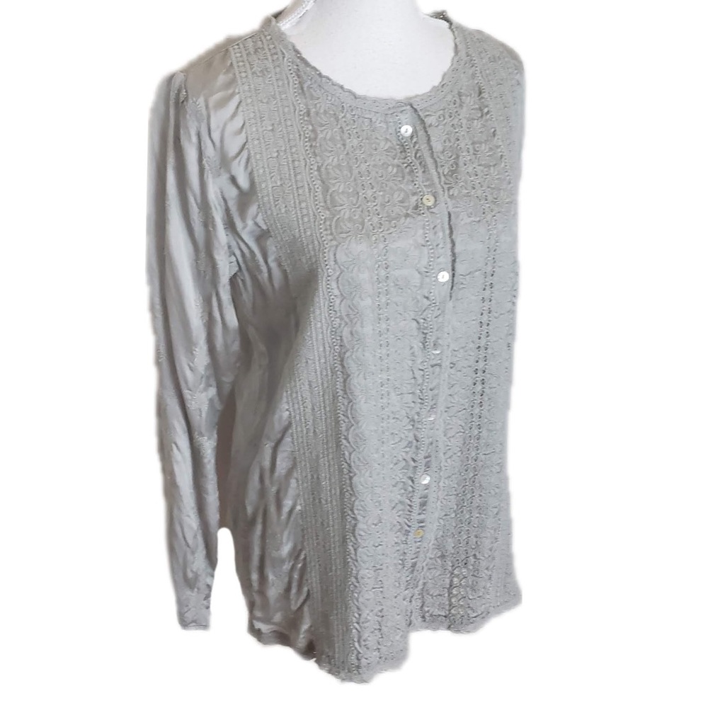 Sundance Button Down Viscose Slate Gray Top - image 3